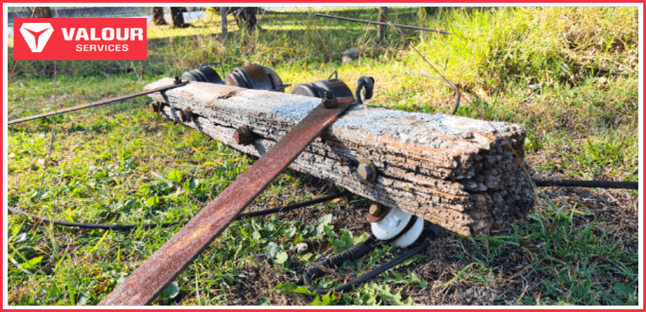 Image of a weather damaged cross arm